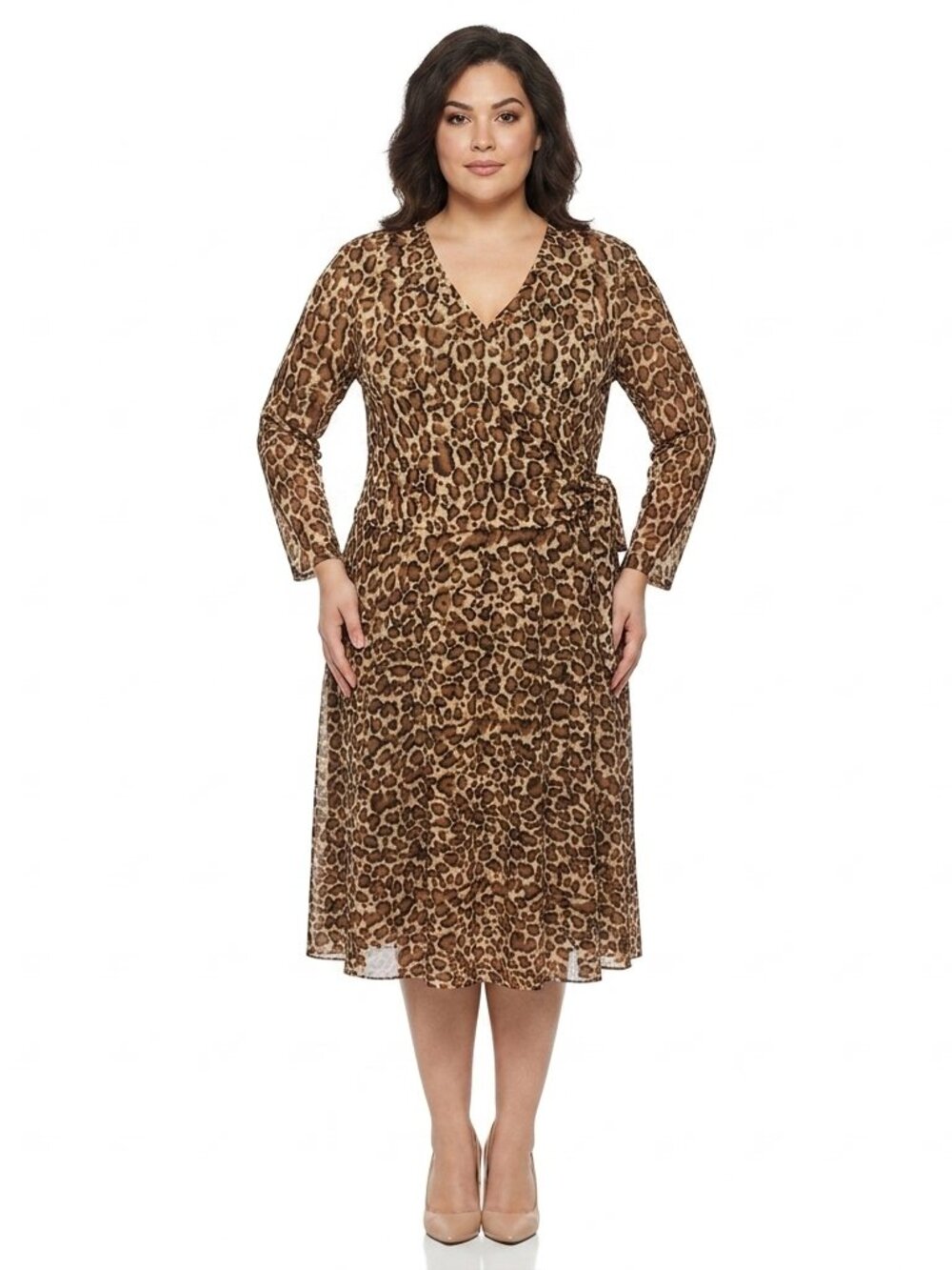 Coldwater Creek Faux Wrap Animal Print 3/4 Sleeve Dress- Sz. 14